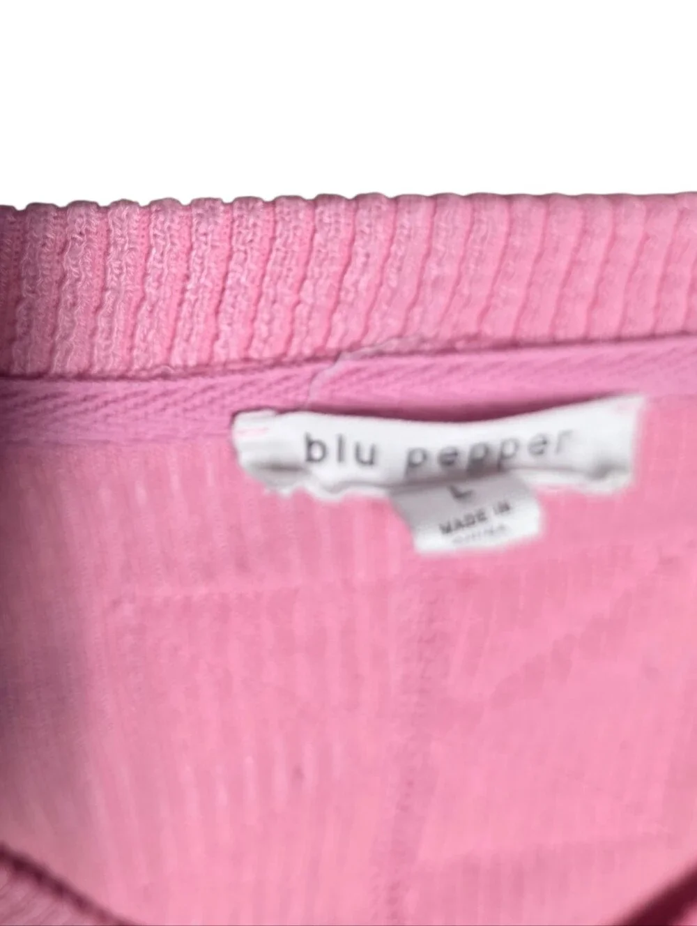 Pink Women's Sweater Braided Laces On Sleeves Large - Picture 4 of 5